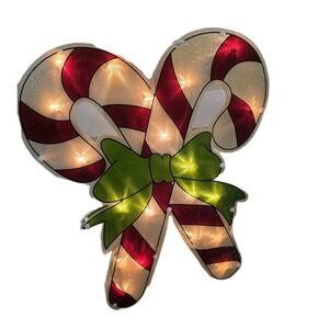 18" Sienna Lighted Candy Cane Double Sided Window Sign Christmas Decoration